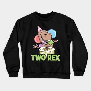 Second 2nd Birthday Two Rex T-Rex Dinosaur Dino Crewneck Sweatshirt